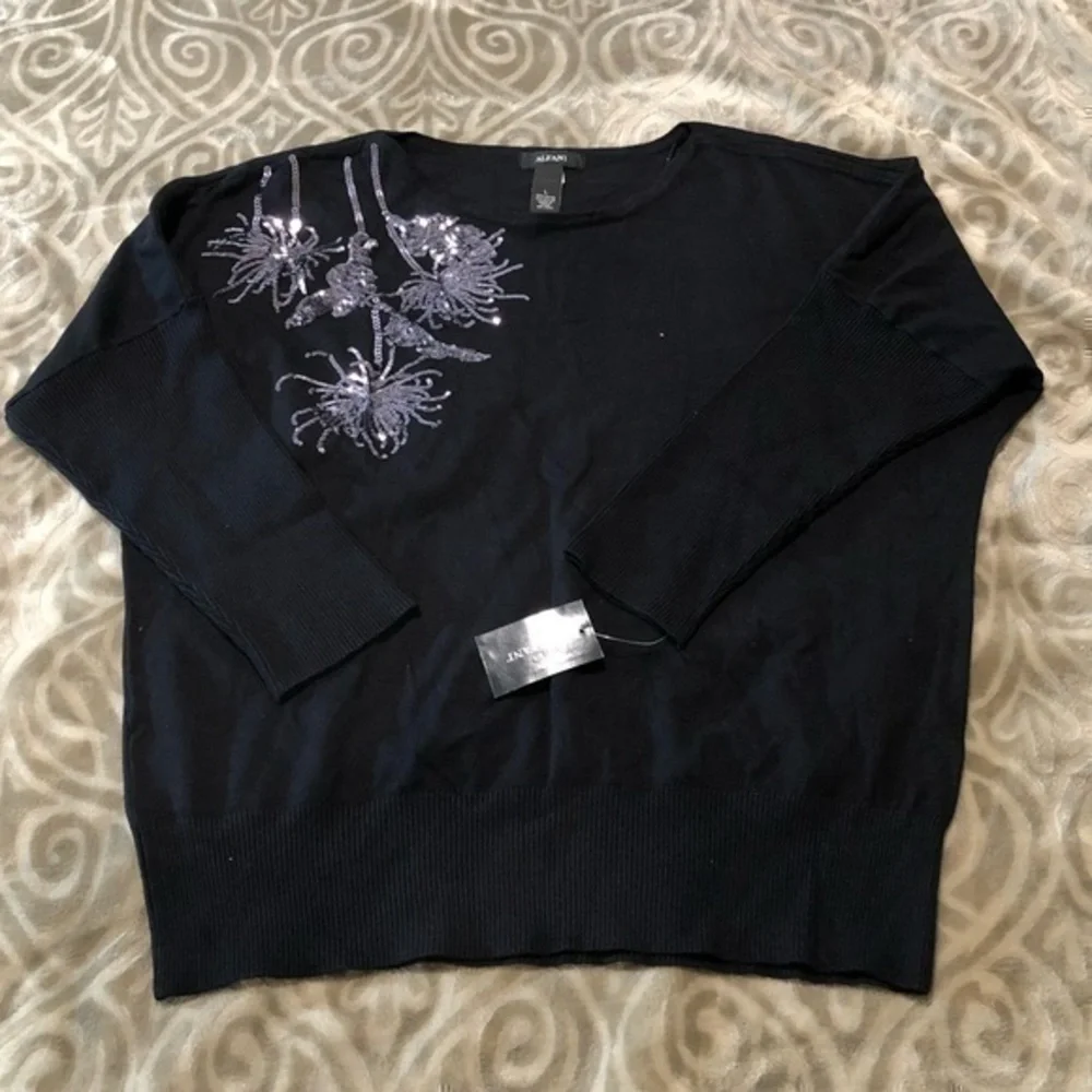 Alfani Black Sweater with Sequin Details - Picture 3 of 6